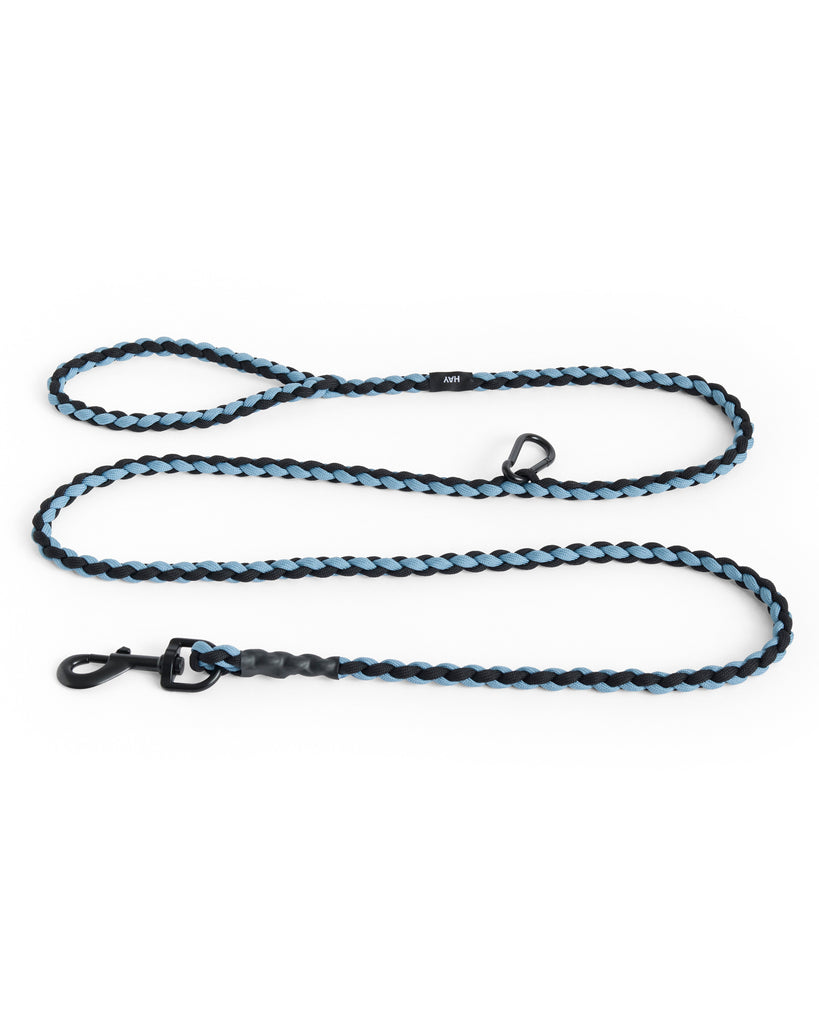 Braided Dog Leash - Blue & Black