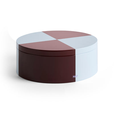 Round Tin Container - Blue & Burgundy