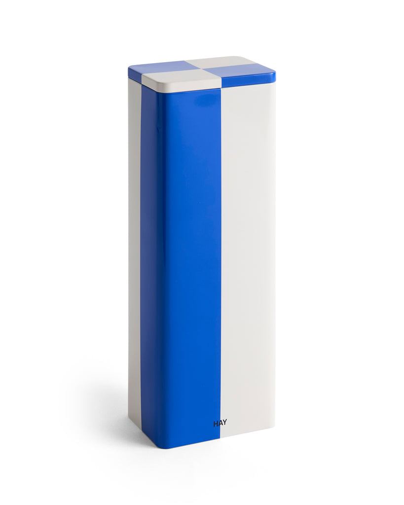 Slim Tin Container - Blue & White