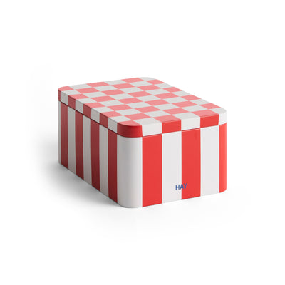 Small Tin Container - Red & White