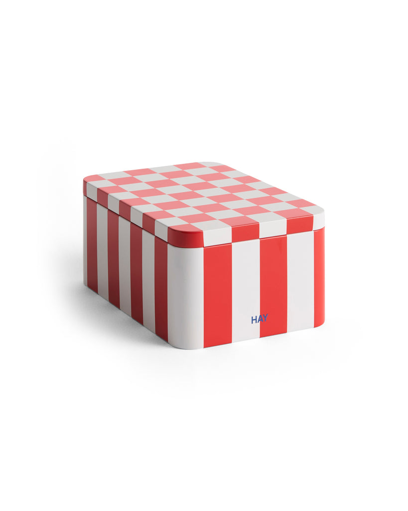 Small Tin Container - Red & White