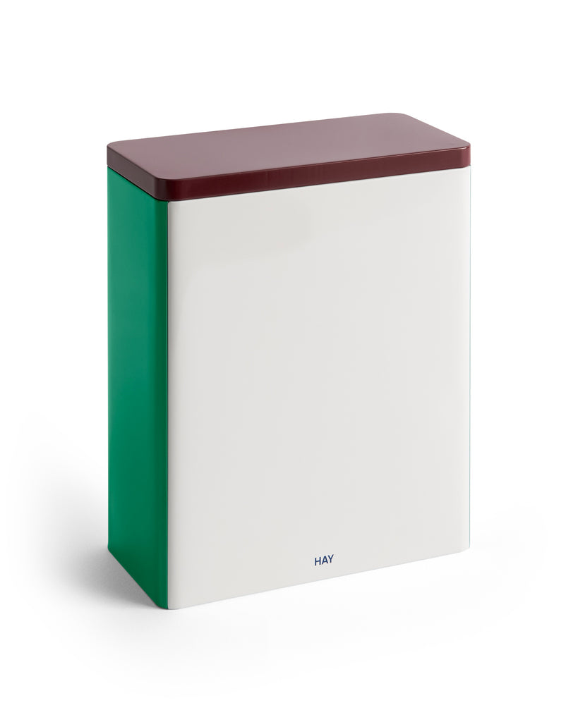XL Tin Container - Burgundy & Green