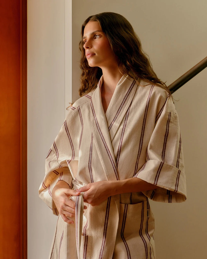 Cream Stripe Robe