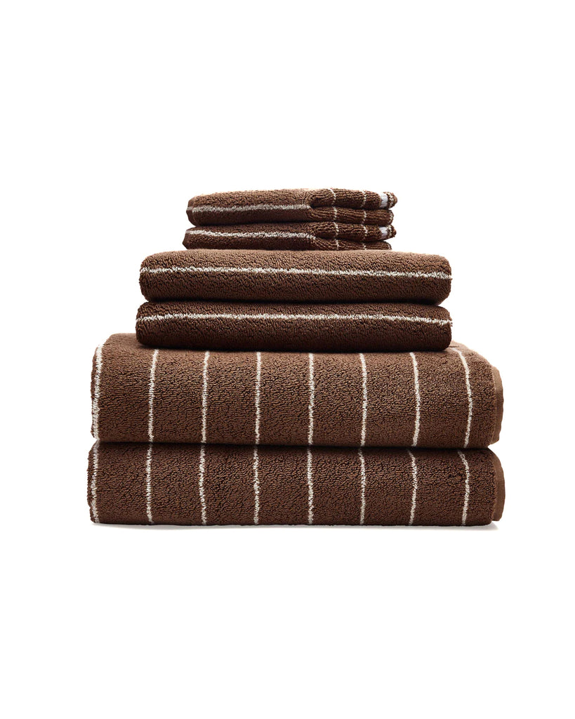 Hazelnut Pinstripe Towels