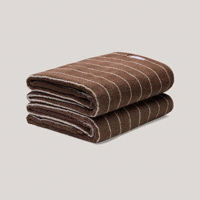 Hazelnut Pinstripe Towels