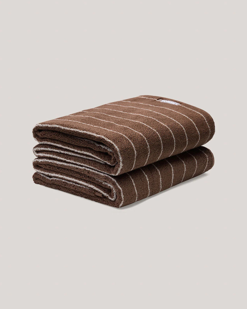 Hazelnut Pinstripe Towels