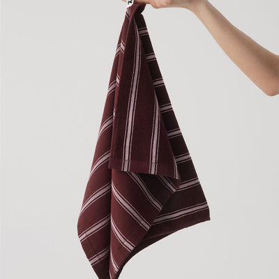 Pinstripe Tea Towel - Mulberry