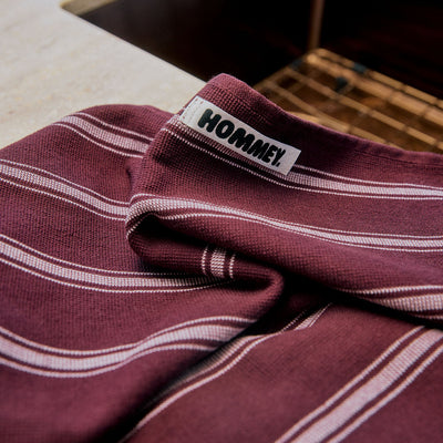 Pinstripe Tea Towel - Mulberry