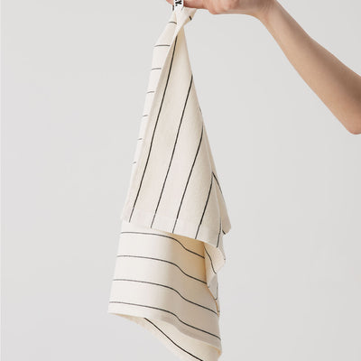 Pinstripe Tea Towel - Snow
