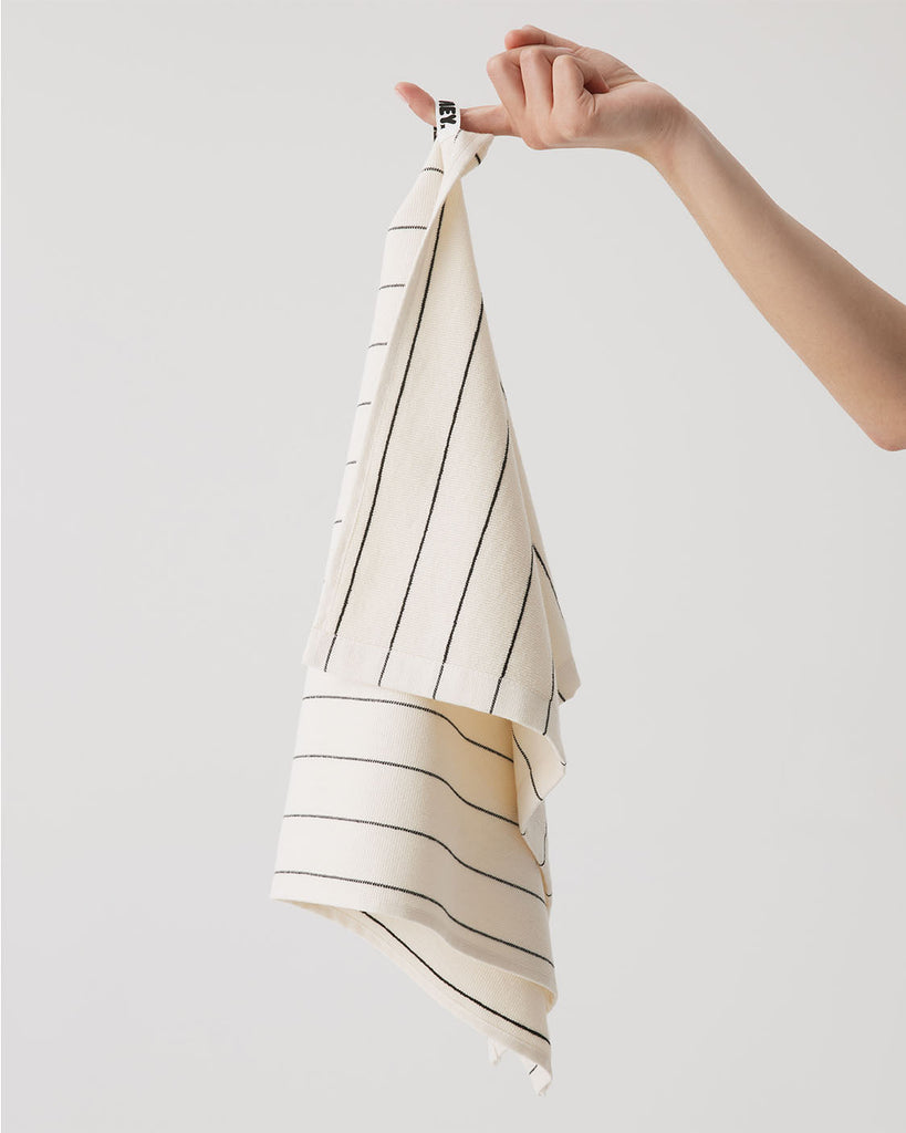Pinstripe Tea Towel - Snow