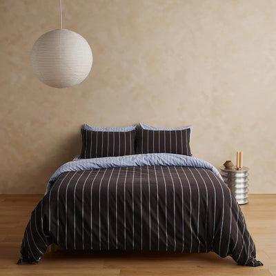 Versa Duvet Cover - Chocolate & Mist
