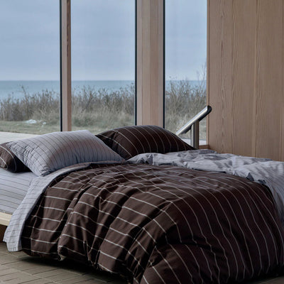 Versa Duvet Cover - Chocolate & Mist