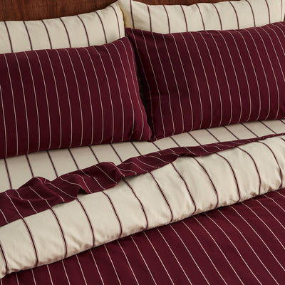 Wine Pinstripe Pillowcases