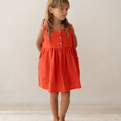 Della Pinafore Dress - Coral