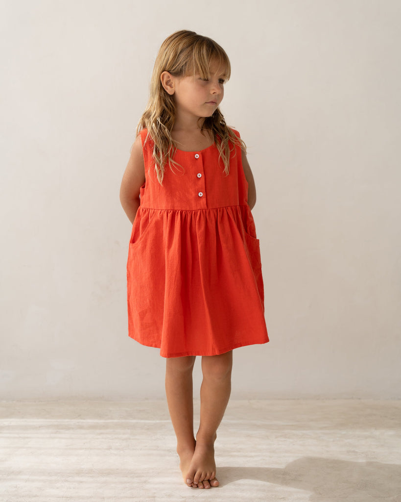 Della Pinafore Dress - Coral