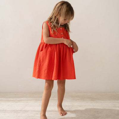 Della Pinafore Dress - Coral