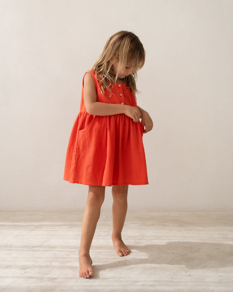 Della Pinafore Dress - Coral
