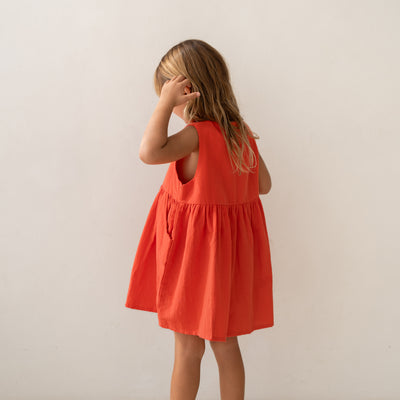 Della Pinafore Dress - Coral