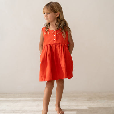 Della Pinafore Dress - Coral