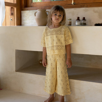 Filet Crochet Crop Top - Butter