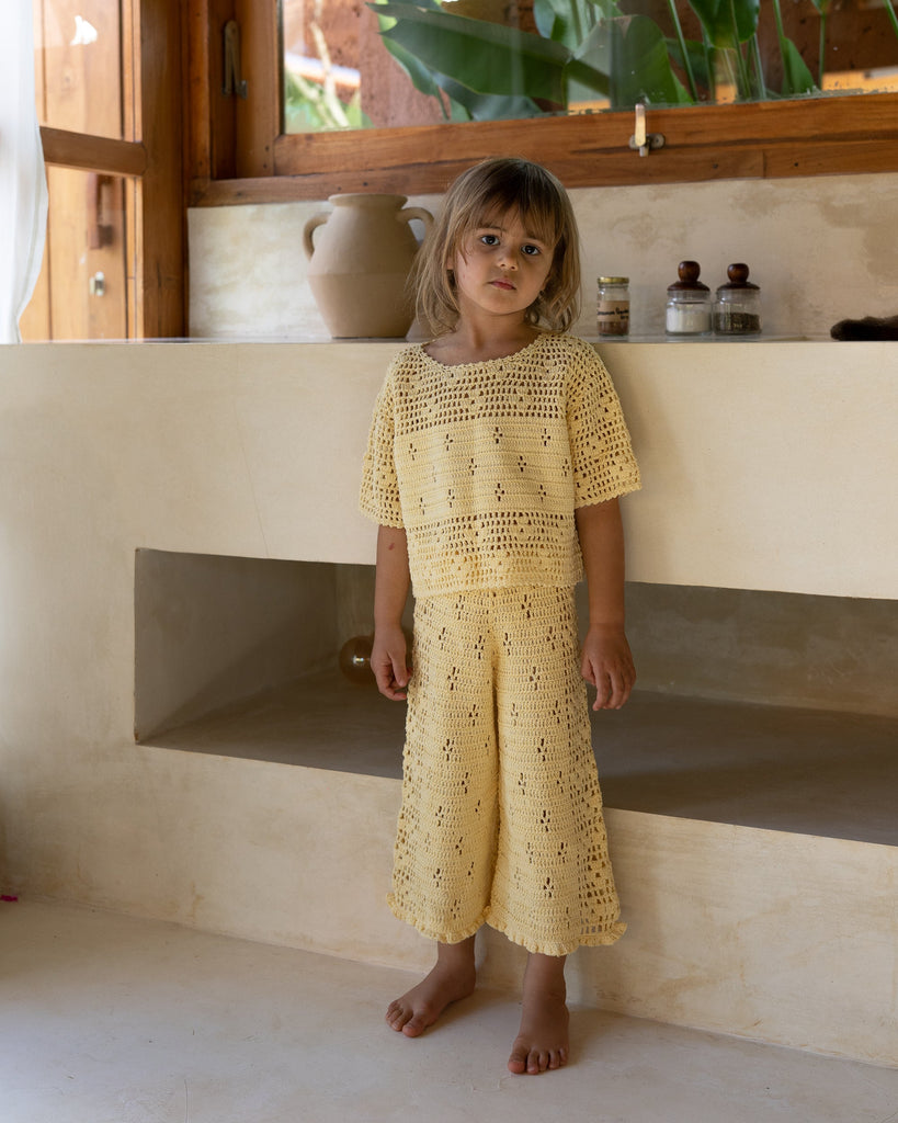 Filet Crochet Crop Top - Butter