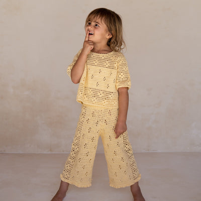 Filet Crochet Crop Top - Butter