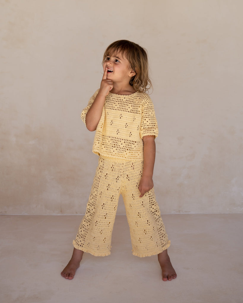 Filet Crochet Crop Top - Butter