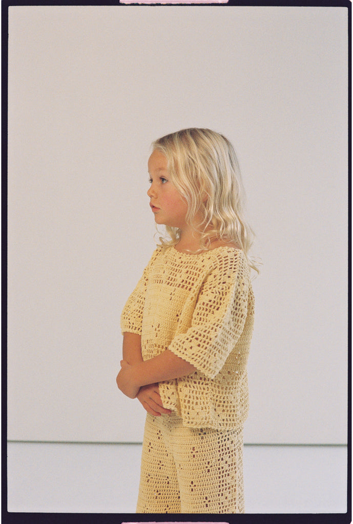 Filet Crochet Crop Top - Butter