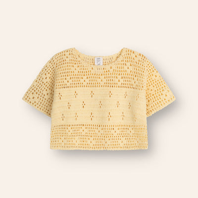Filet Crochet Crop Top - Butter