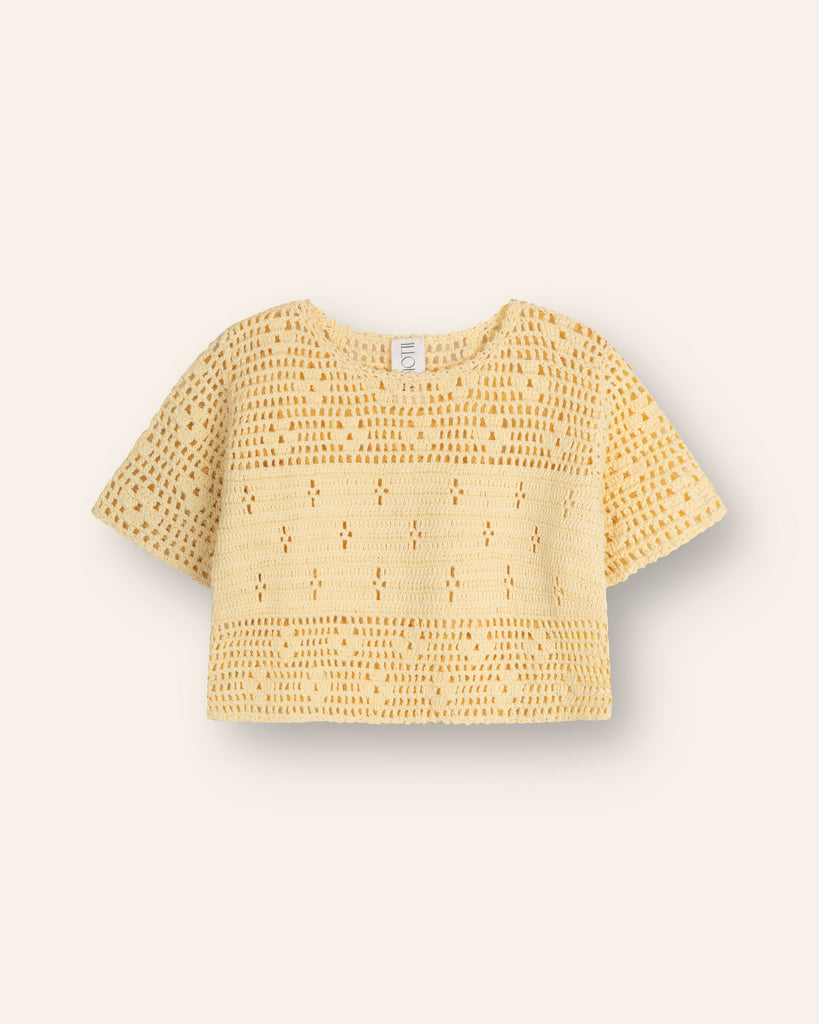 Filet Crochet Crop Top - Butter