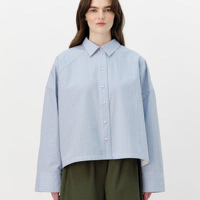 Cropped Viv Shirt - Blue Check