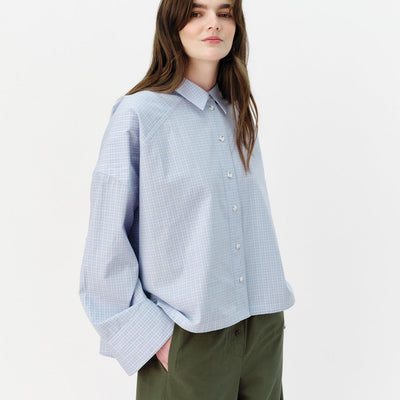 Cropped Viv Shirt - Blue Check