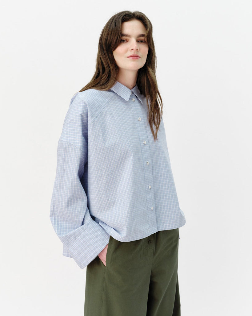 Cropped Viv Shirt - Blue Check
