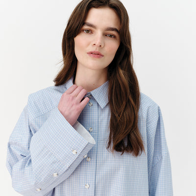 Cropped Viv Shirt - Blue Check
