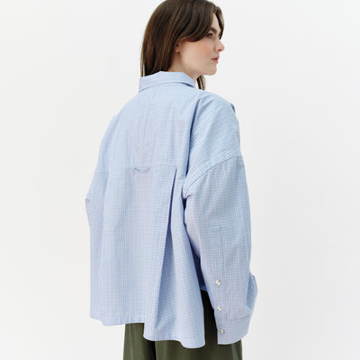 Cropped Viv Shirt - Blue Check
