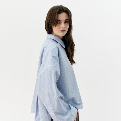 Cropped Viv Shirt - Blue Check
