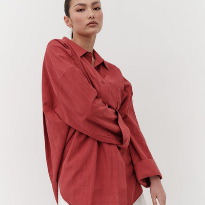 Oversized Viv Shirt - Burnt Red