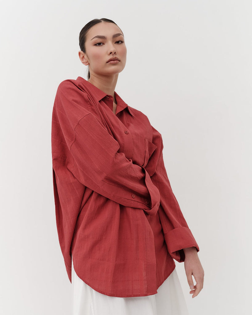 Oversized Viv Shirt - Burnt Red