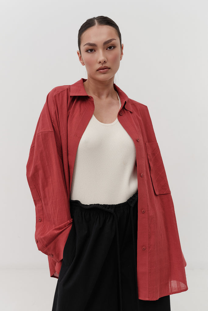 Oversized Viv Shirt - Burnt Red