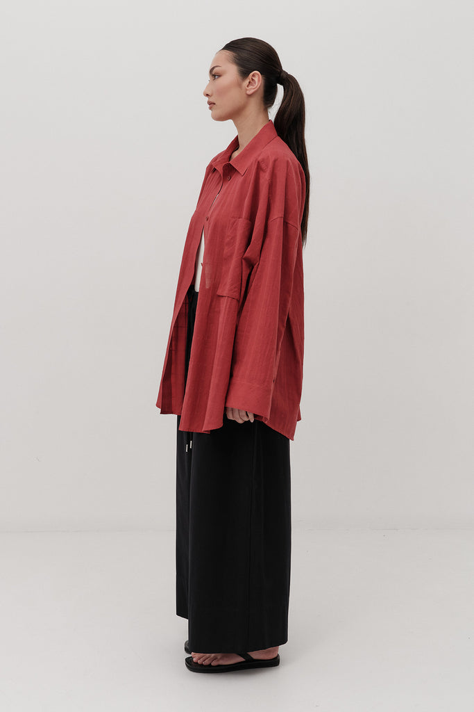 Oversized Viv Shirt - Burnt Red