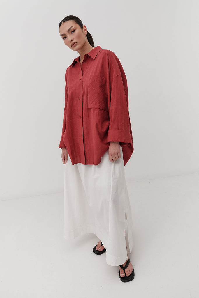 Oversized Viv Shirt - Burnt Red