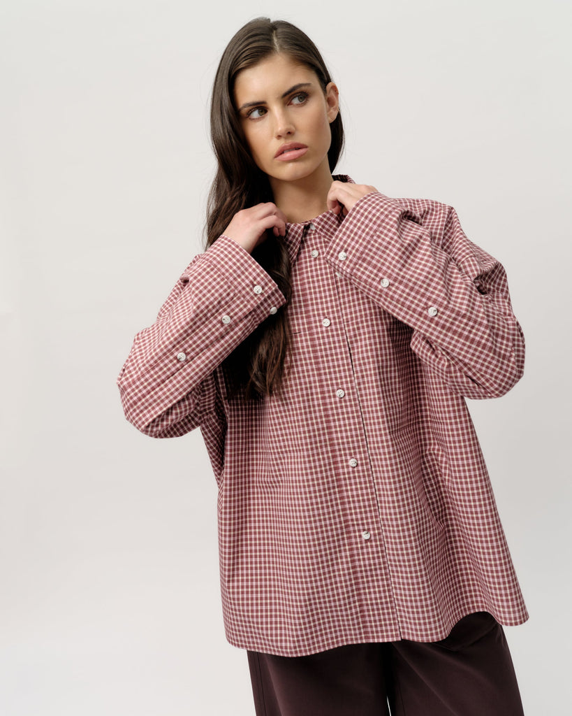 Owen Shirt - Port Wine Check