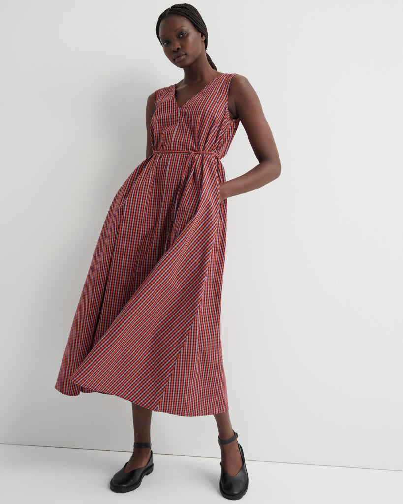 Belle Dress - Maroon Check