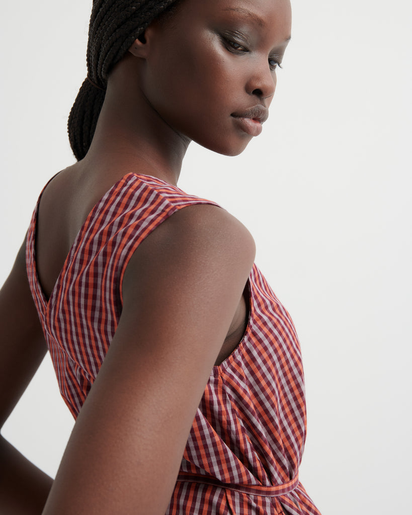 Belle Dress - Maroon Check