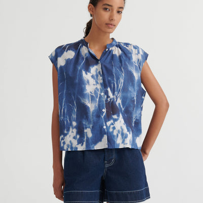 Equinox Top - Cyanotype Floral