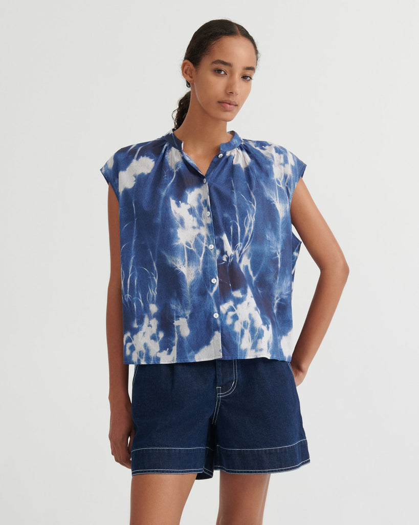 Equinox Top - Cyanotype Floral