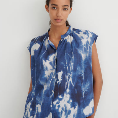 Equinox Top - Cyanotype Floral