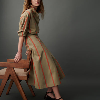 Fold Skirt - Nasturtium Stripe