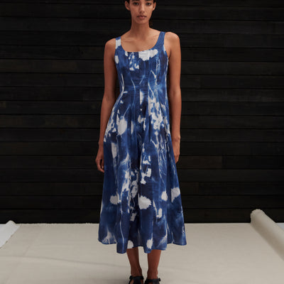 Midnight Dress - Cyanotype Floral