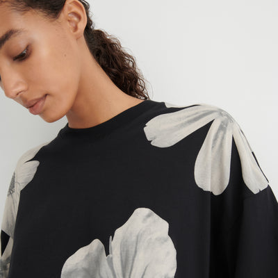 Oversized Boxy Tee - Monochrome Floral